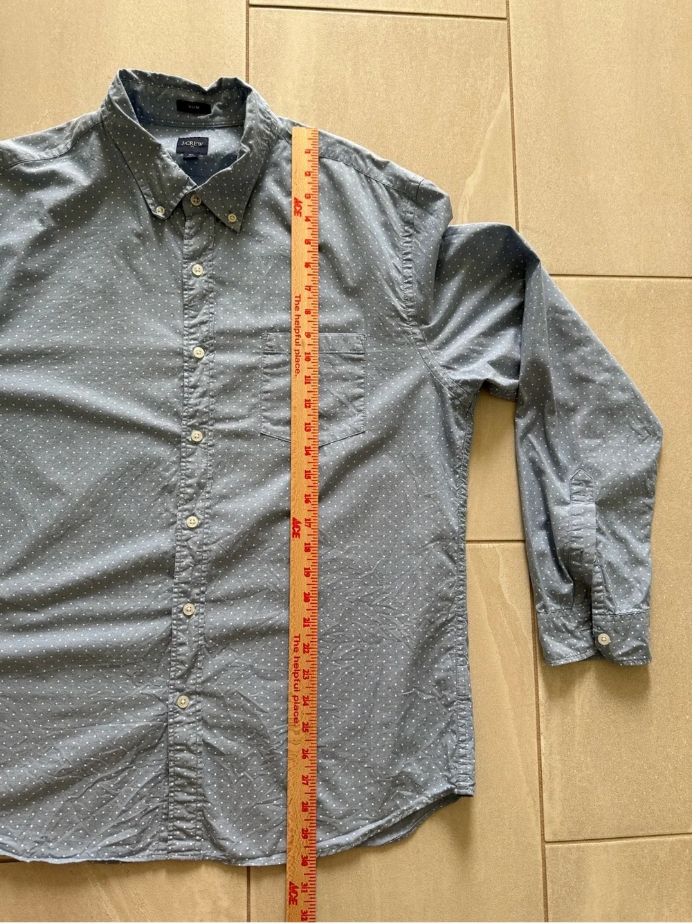 J.Crew Slim Fit XL Blue White Dot Button Down Shirt Mens Long Sleeve